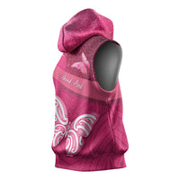New Zealand Breast Cancer Awareness Sleeveless Hoodie Pink Ribbon Butterfly Maori Pattern LT22 - Polynesian Pride