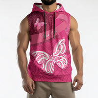 New Zealand Breast Cancer Awareness Sleeveless Hoodie Pink Ribbon Butterfly Maori Pattern LT22 - Polynesian Pride