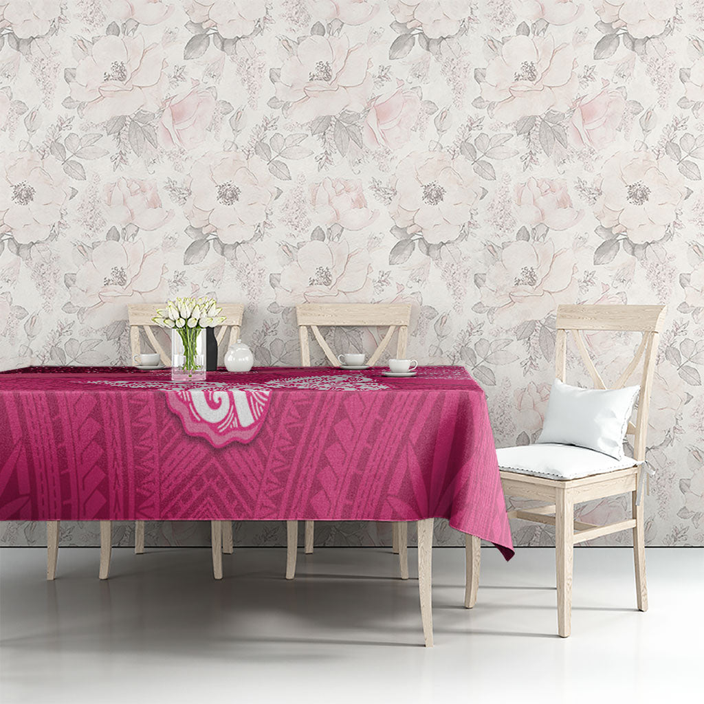 New Zealand Breast Cancer Awareness Tablecloth Pink Ribbon Butterfly Maori Pattern