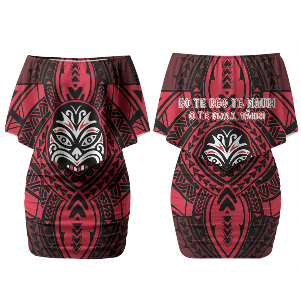 New Zealand Maori Language Week Couples Matching Off Shoulder Short Dress and Hawaiian Shirt Te Wiki O Te Reo Maori Hei Tiki LT22 - Polynesian Pride