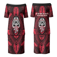 New Zealand Maori Language Week Couples Matching Puletasi and Hawaiian Shirt Te Wiki O Te Reo Maori Hei Tiki LT22 - Polynesian Pride