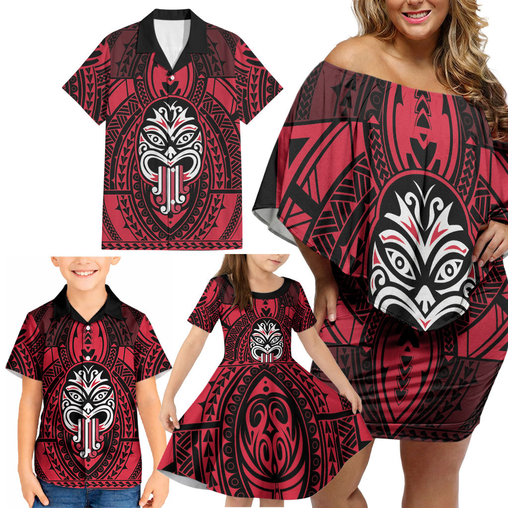 New Zealand Maori Language Week Family Matching Off Shoulder Short Dress and Hawaiian Shirt Te Wiki O Te Reo Maori Hei Tiki LT22 - Polynesian Pride