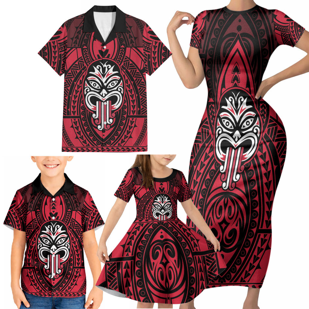 New Zealand Maori Language Week Family Matching Short Sleeve Bodycon Dress and Hawaiian Shirt Te Wiki O Te Reo Maori Hei Tiki LT22 - Polynesian Pride