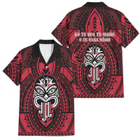 New Zealand Maori Language Week Family Matching Short Sleeve Bodycon Dress and Hawaiian Shirt Te Wiki O Te Reo Maori Hei Tiki LT22 Dad's Shirt - Short Sleeve Red - Polynesian Pride