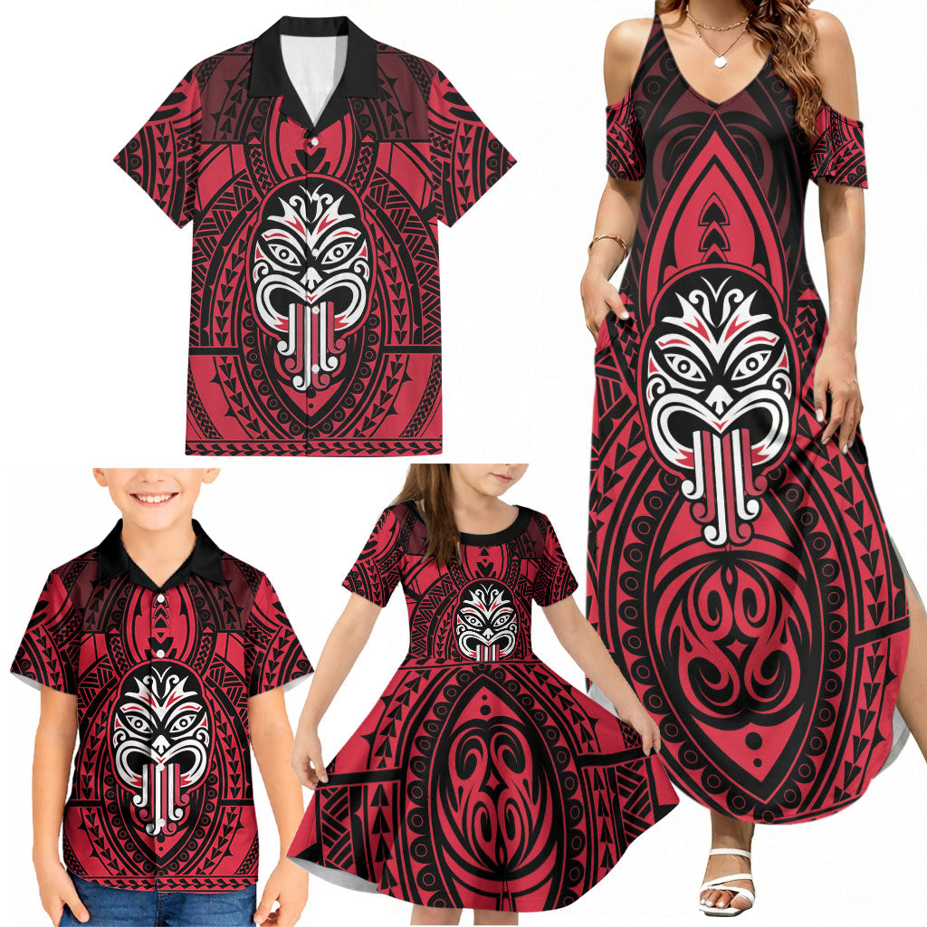 New Zealand Maori Language Week Family Matching Summer Maxi Dress and Hawaiian Shirt Te Wiki O Te Reo Maori Hei Tiki LT22 - Polynesian Pride