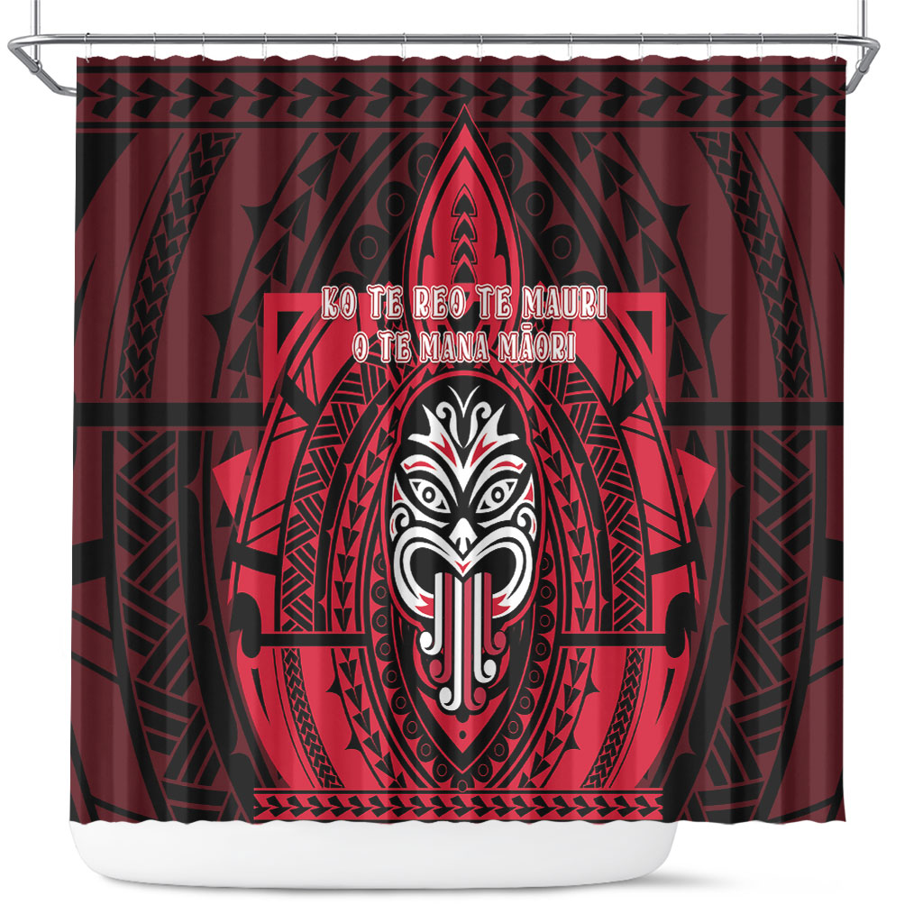 New Zealand Maori Language Week Shower Curtain Te Wiki O Te Reo Maori Hei Tiki LT22 Red - Polynesian Pride