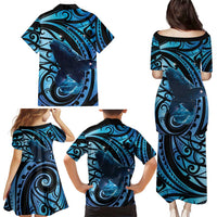 New Zealand Matariki Family Matching Puletasi and Hawaiian Shirt Maori Humpback Whale Galaxy LT22 - Polynesian Pride