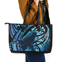 New Zealand Matariki Leather Tote Bag Maori Humpback Whale Galaxy