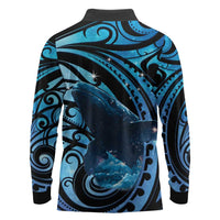 New Zealand Matariki Long Sleeve Polo Shirt Maori Humpback Whale Galaxy