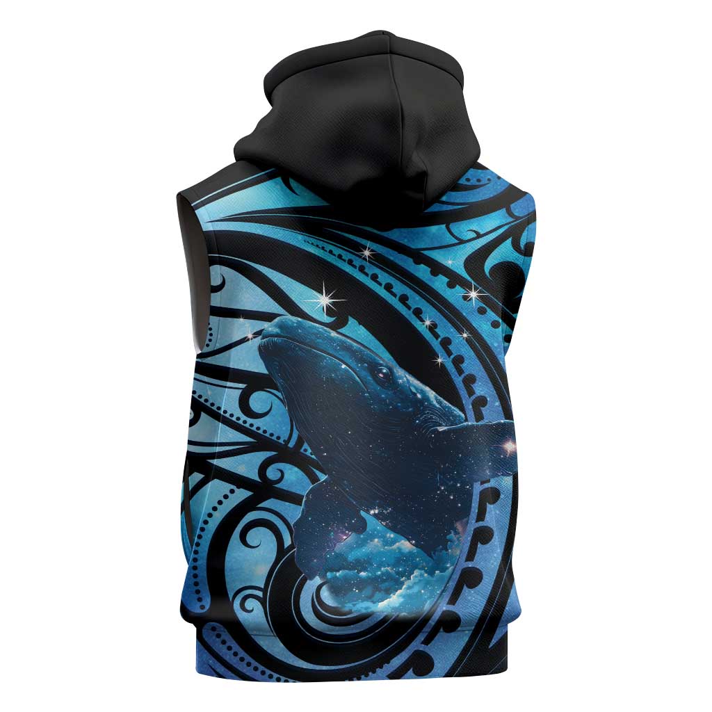New Zealand Matariki Sleeveless Zip Hoodie Maori Humpback Whale Galaxy