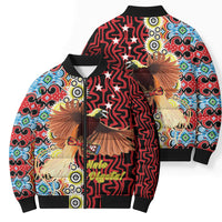 Personalised Papua New Guinea Pidgin Language Week Bomber Puffer Jacket Halo Olgeta Tok Pisin Wik Bird Of Paradise Oro Batik LT22 - Polynesian Pride
