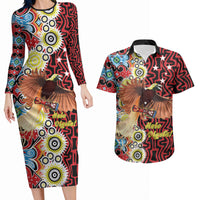 Personalised Papua New Guinea Pidgin Language Week Couples Matching Long Sleeve Bodycon Dress and Hawaiian Shirt Halo Olgeta Tok Pisin Wik Bird Of Paradise Oro Batik LT22 Red - Polynesian Pride