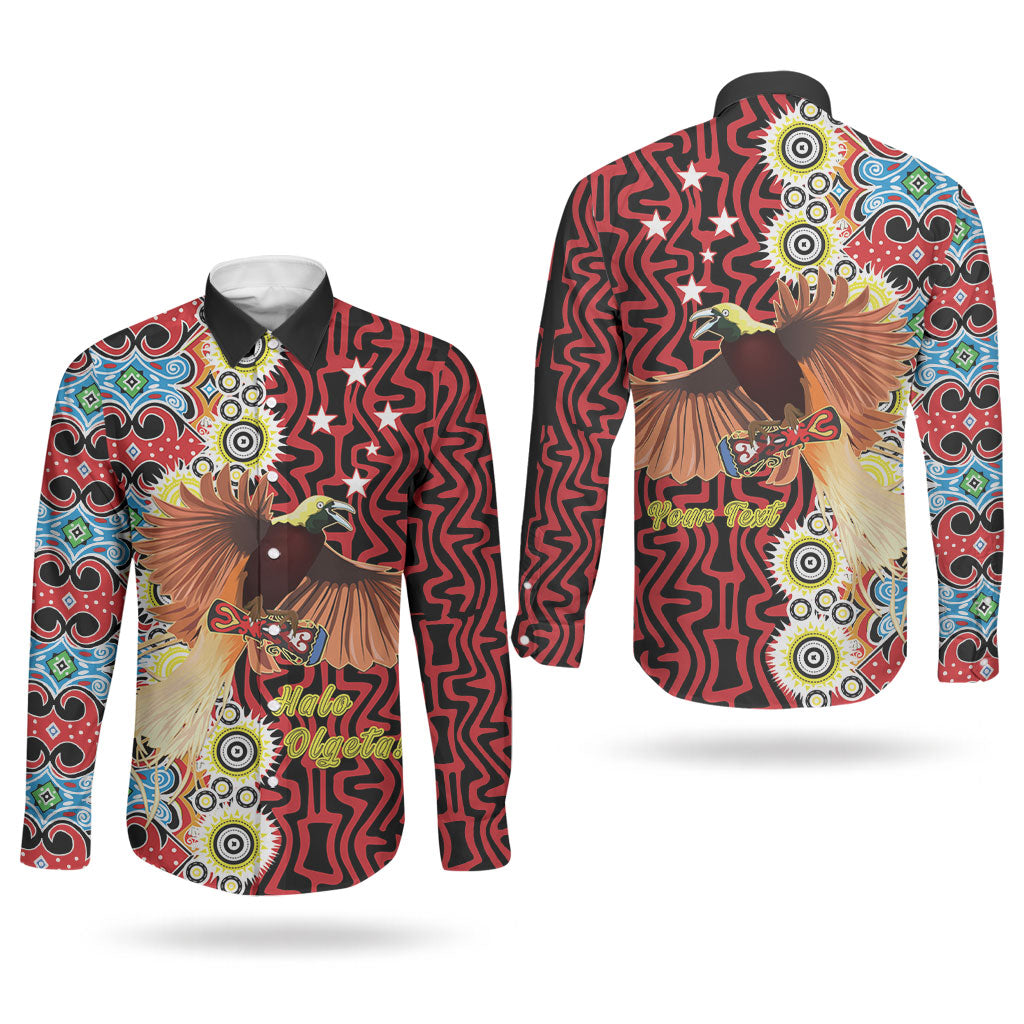Personalised Papua New Guinea Pidgin Language Week Couples Matching Tank Maxi Dress and Long Sleeve Button Shirt Halo Olgeta Tok Pisin Wik Bird Of Paradise Oro Batik LT22 - Polynesian Pride