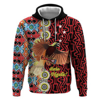 Personalised Papua New Guinea Pidgin Language Week Hoodie Halo Olgeta Tok Pisin Wik Bird Of Paradise Oro Batik LT22 Pullover Hoodie Red - Polynesian Pride