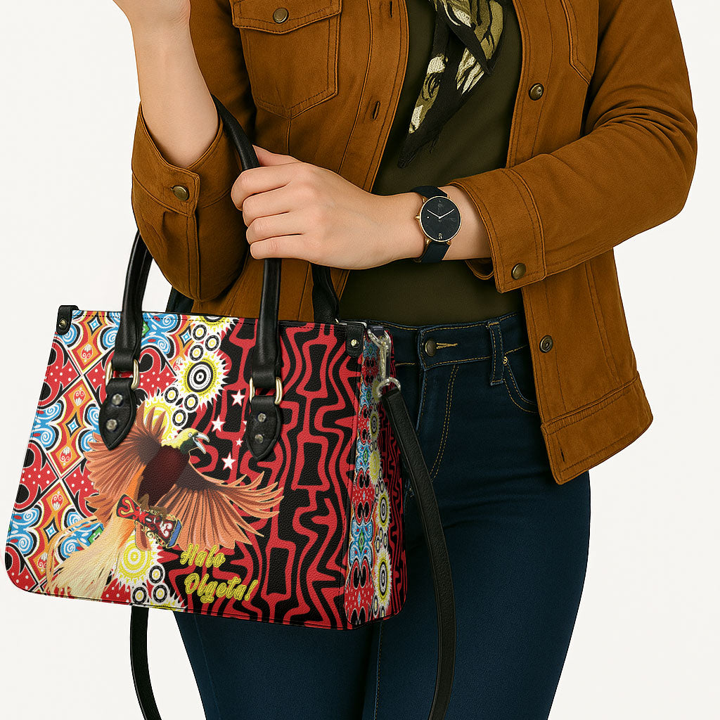 Papua New Guinea Pidgin Language Week Leather Bag Halo Olgeta Tok Pisin Wik Bird Of Paradise Oro Batik LT22 - Polynesian Pride