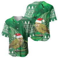 New Zealand Kakapo Christmas In July Baseball Jersey Silver Fern Santa Xmas Green Color