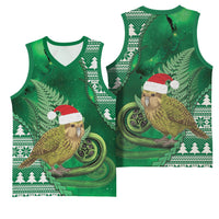 New Zealand Kakapo Christmas In July Basketball Jersey Silver Fern Santa Xmas Green Color LT22 - Polynesian Pride