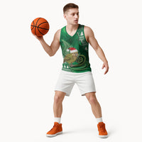 New Zealand Kakapo Christmas In July Basketball Jersey Silver Fern Santa Xmas Green Color LT22 - Polynesian Pride