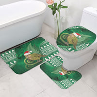 New Zealand Kakapo Christmas In July Bathroom Set Silver Fern Santa Xmas Green Color
