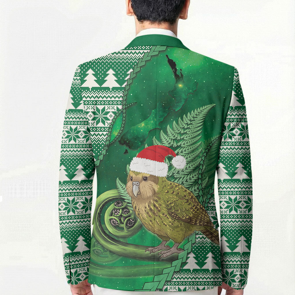 New Zealand Kakapo Christmas In July Blazer Silver Fern Santa Xmas Green Color