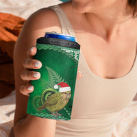New Zealand Kakapo Christmas In July 4 in 1 Can Cooler Tumbler Silver Fern Santa Xmas Green Color LT22 - Polynesian Pride