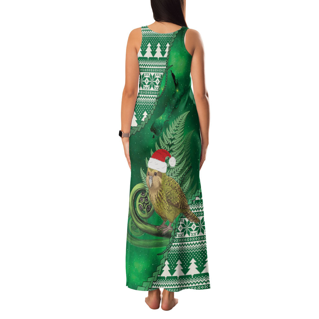 New Zealand Kakapo Christmas In July Family Matching Tank Maxi Dress and Hawaiian Shirt Silver Fern Santa Xmas Green Color LT22 - Polynesian Pride