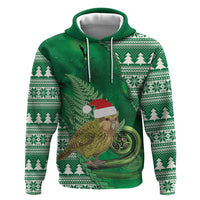 New Zealand Kakapo Christmas In July Hoodie Silver Fern Santa Xmas Green Color