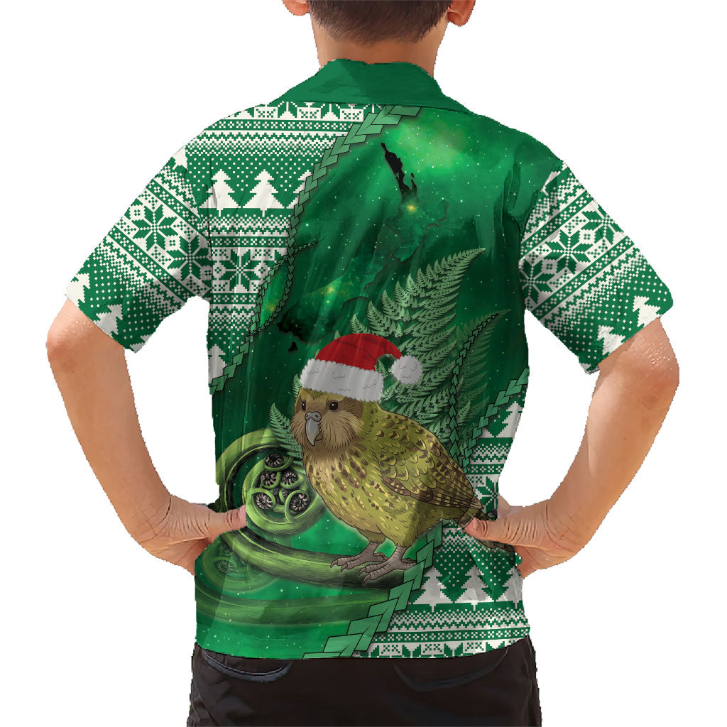 New Zealand Kakapo Christmas In July Kid Hawaiian Shirt Silver Fern Santa Xmas Green Color LT22 - Polynesian Pride