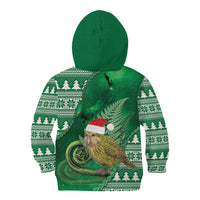 New Zealand Kakapo Christmas In July Kid Hoodie Silver Fern Santa Xmas Green Color LT22 - Polynesian Pride