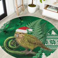 New Zealand Kakapo Christmas In July Round Carpet Silver Fern Santa Xmas Green Color