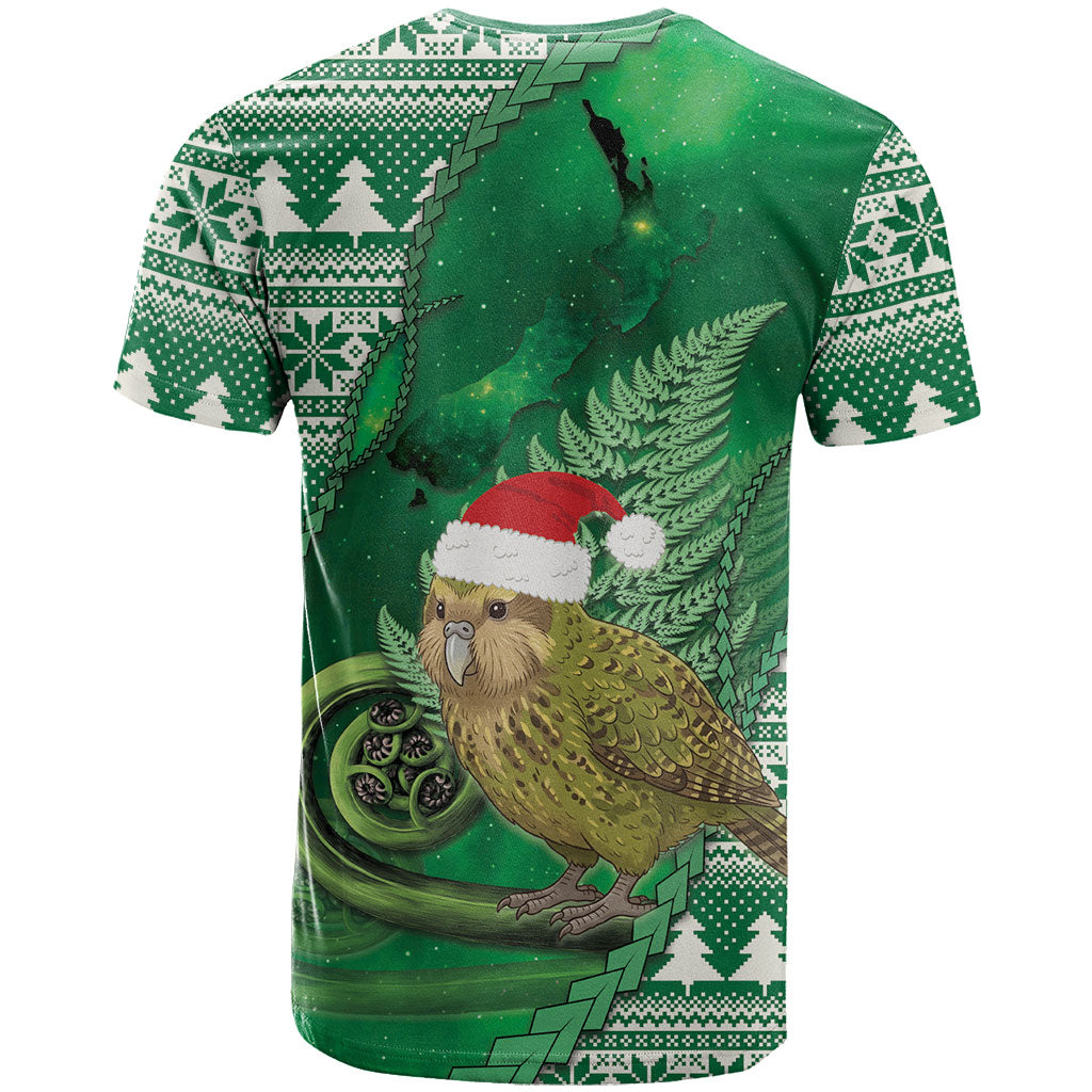 New Zealand Kakapo Christmas In July T Shirt Silver Fern Santa Xmas Green Color