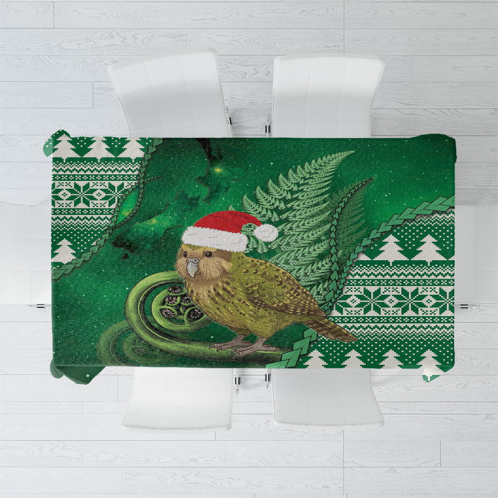 New Zealand Kakapo Christmas In July Tablecloth Silver Fern Santa Xmas Green Color LT22 Green - Polynesian Pride