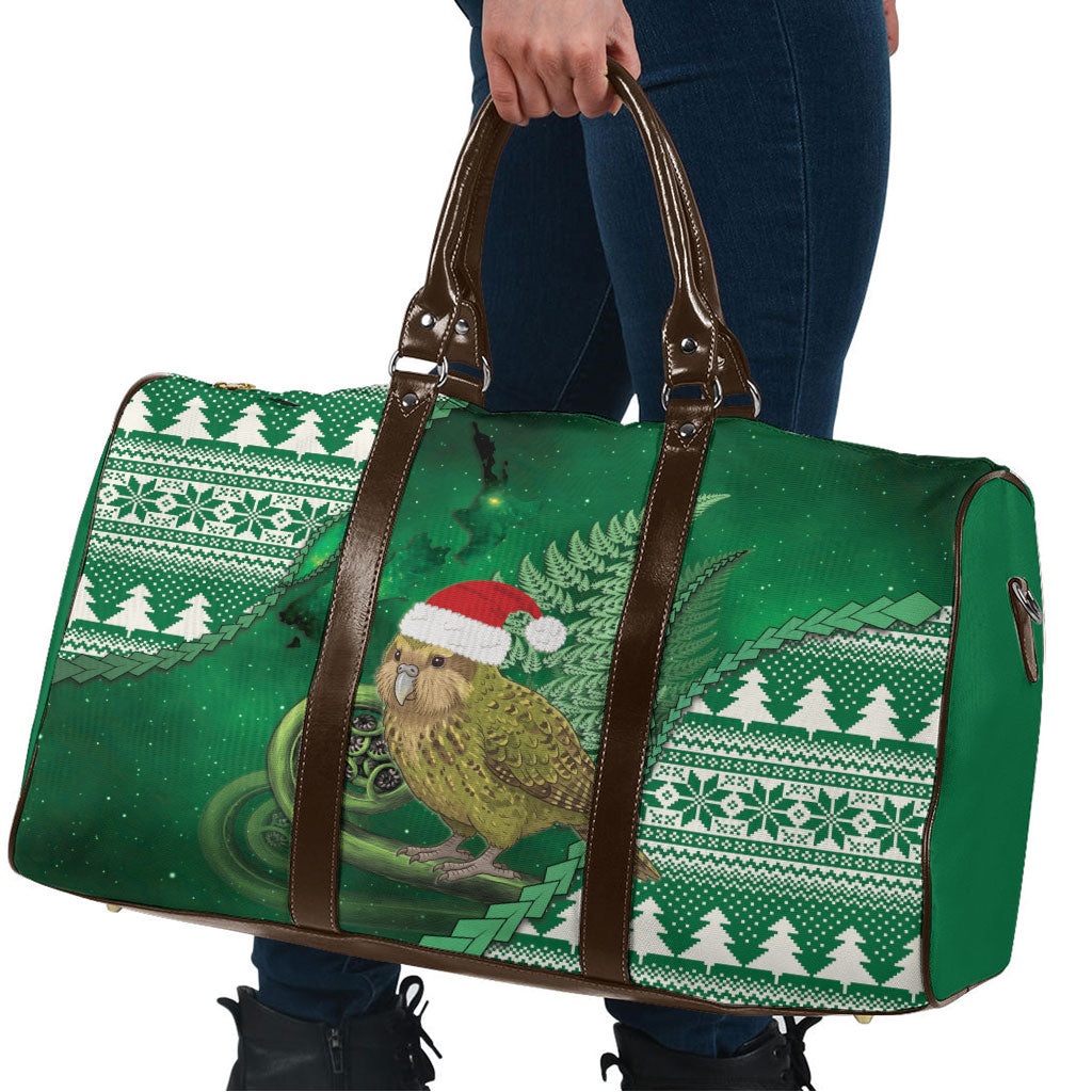 New Zealand Kakapo Christmas In July Travel Bag Silver Fern Santa Xmas Green Color