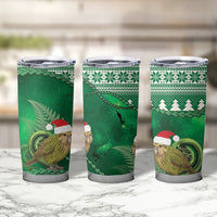 New Zealand Kakapo Christmas In July Tumbler Cup Silver Fern Santa Xmas Green Color LT22 - Polynesian Pride