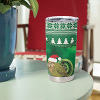New Zealand Kakapo Christmas In July Tumbler Cup Silver Fern Santa Xmas Green Color LT22 - Polynesian Pride