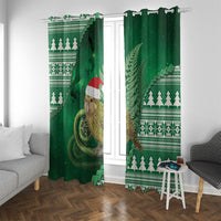 New Zealand Kakapo Christmas In July Window Curtain Silver Fern Santa Xmas Green Color