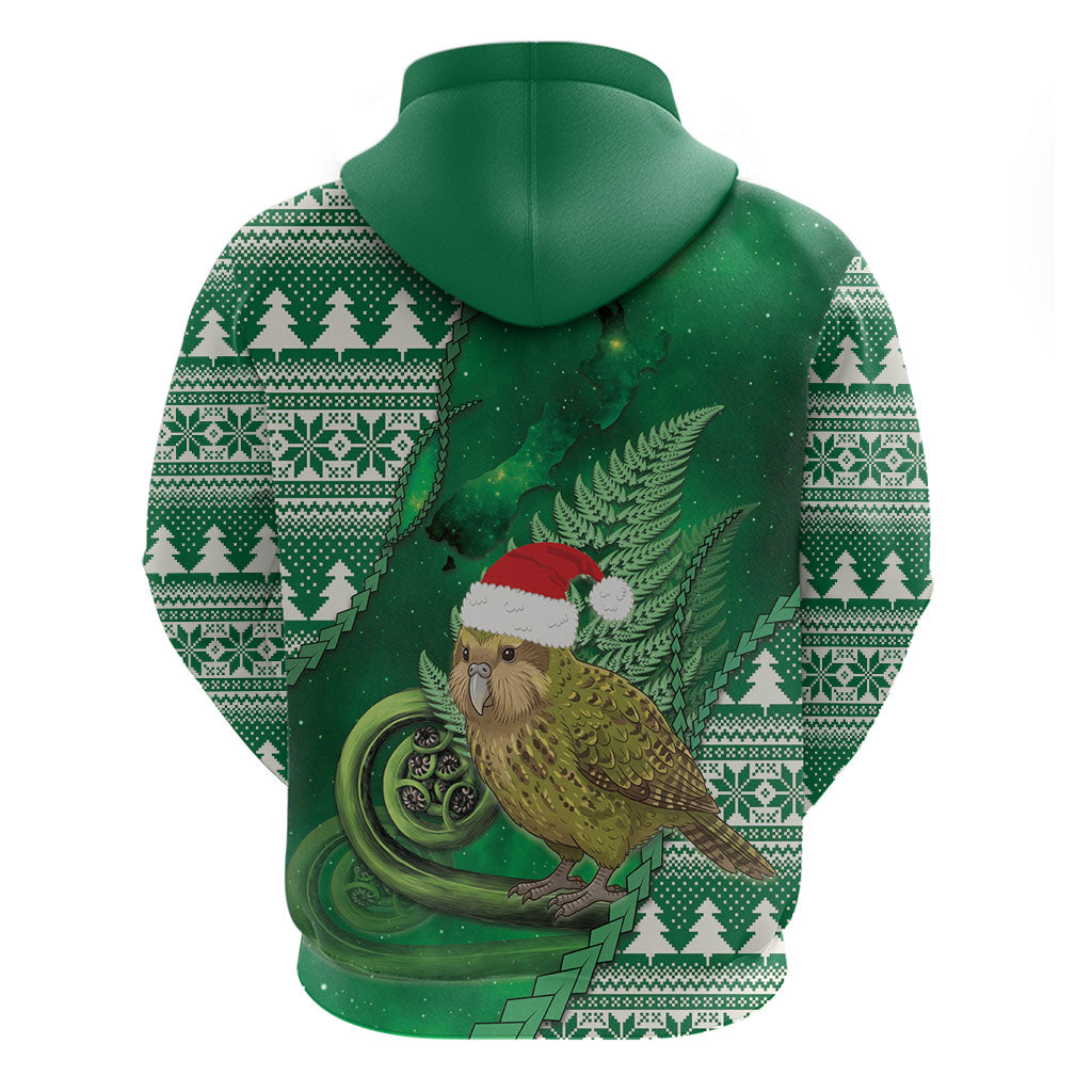 New Zealand Kakapo Christmas In July Zip Hoodie Silver Fern Santa Xmas Green Color LT22 - Polynesian Pride