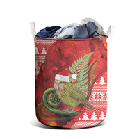 New Zealand Kakapo Christmas In July Laundry Basket Silver Fern Santa Xmas Red Color