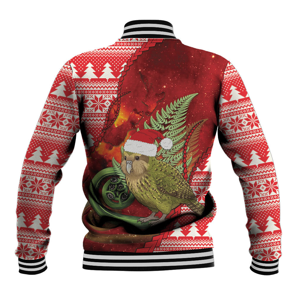 New Zealand Kakapo Christmas In July Baseball Jacket Silver Fern Santa Xmas Red Color