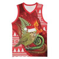New Zealand Kakapo Christmas In July Basketball Jersey Silver Fern Santa Xmas Red Color