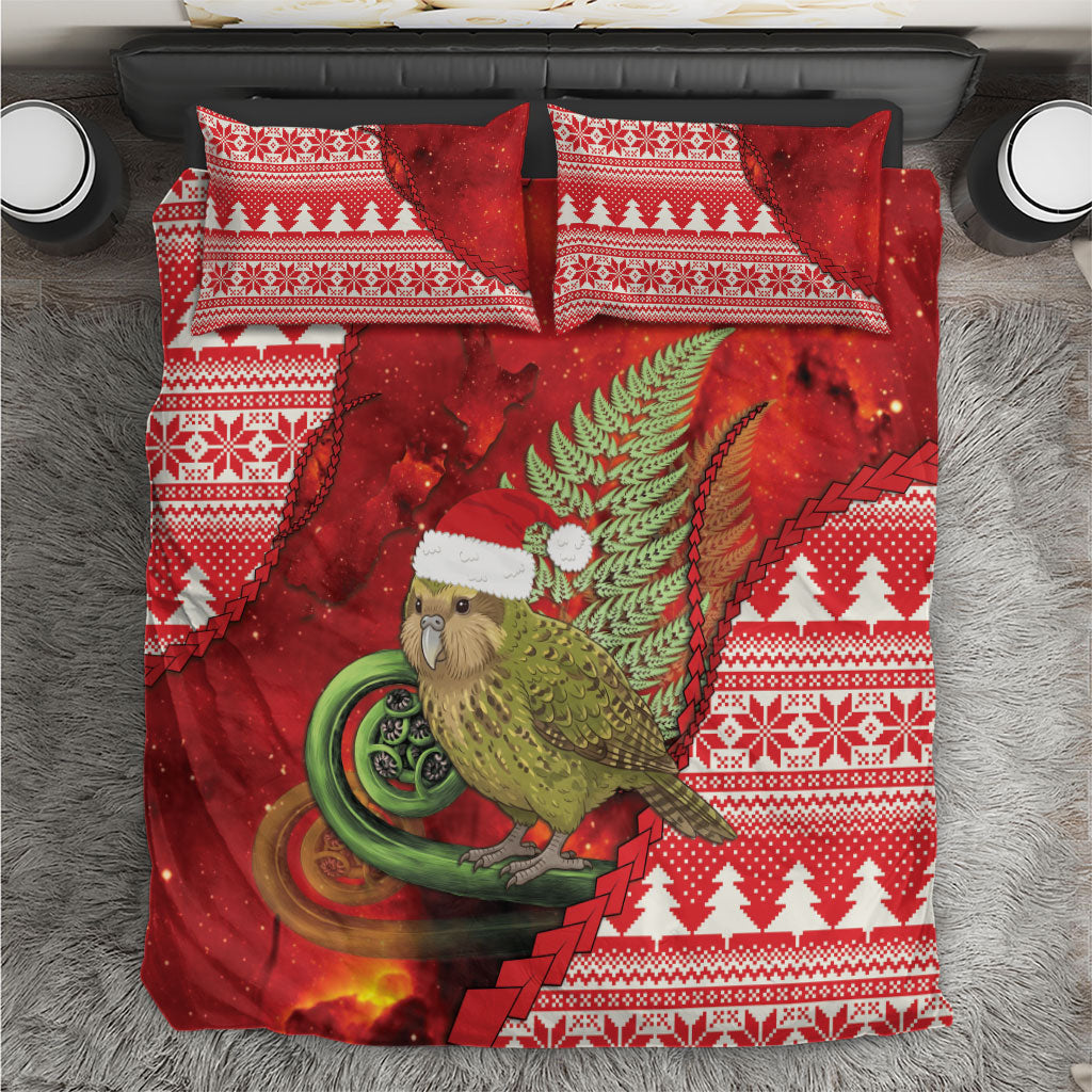 New Zealand Kakapo Christmas In July Bedding Set Silver Fern Santa Xmas Red Color LT22 Red - Polynesian Pride