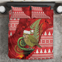 New Zealand Kakapo Christmas In July Bedding Set Silver Fern Santa Xmas Red Color