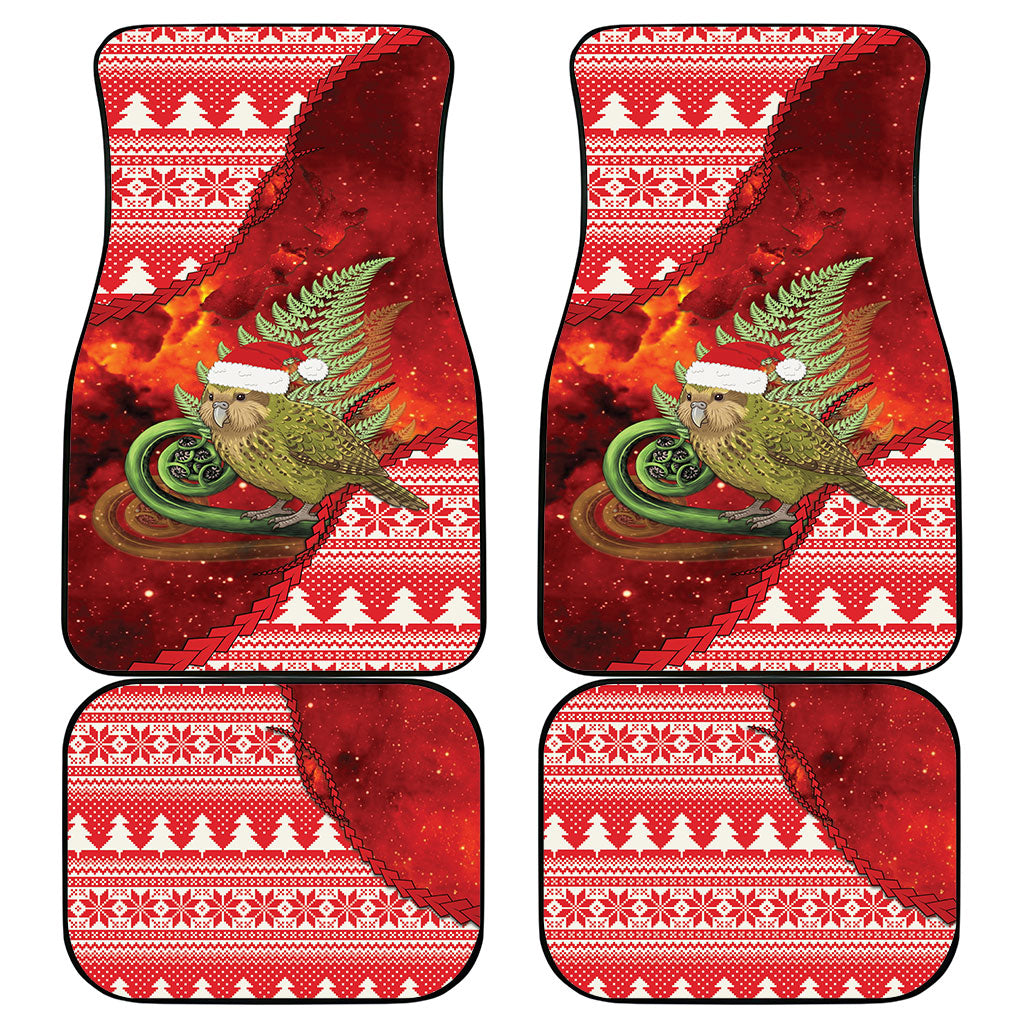New Zealand Kakapo Christmas In July Car Mats Silver Fern Santa Xmas Red Color