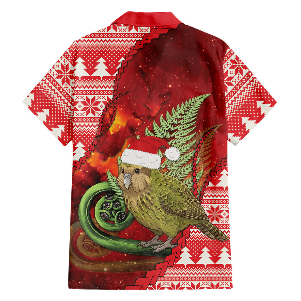 New Zealand Kakapo Christmas In July Family Matching Long Sleeve Bodycon Dress and Hawaiian Shirt Silver Fern Santa Xmas Red Color LT22 - Polynesian Pride