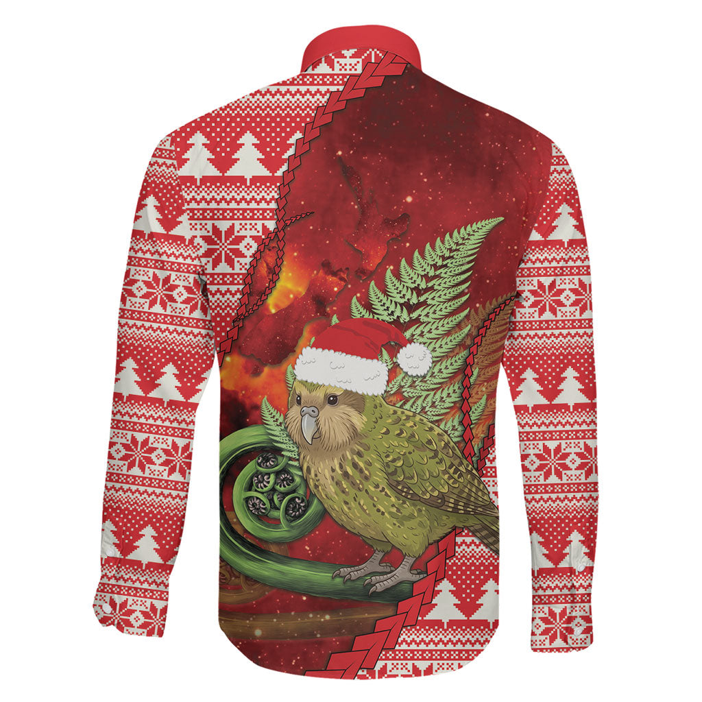 New Zealand Kakapo Christmas In July Family Matching Off Shoulder Maxi Dress and Hawaiian Shirt Silver Fern Santa Xmas Red Color