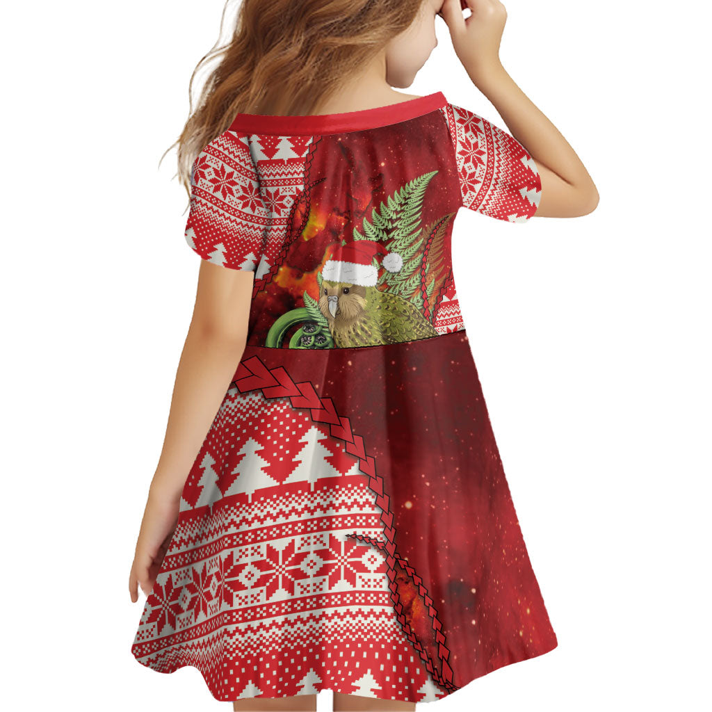 New Zealand Kakapo Christmas In July Family Matching Puletasi and Hawaiian Shirt Silver Fern Santa Xmas Red Color