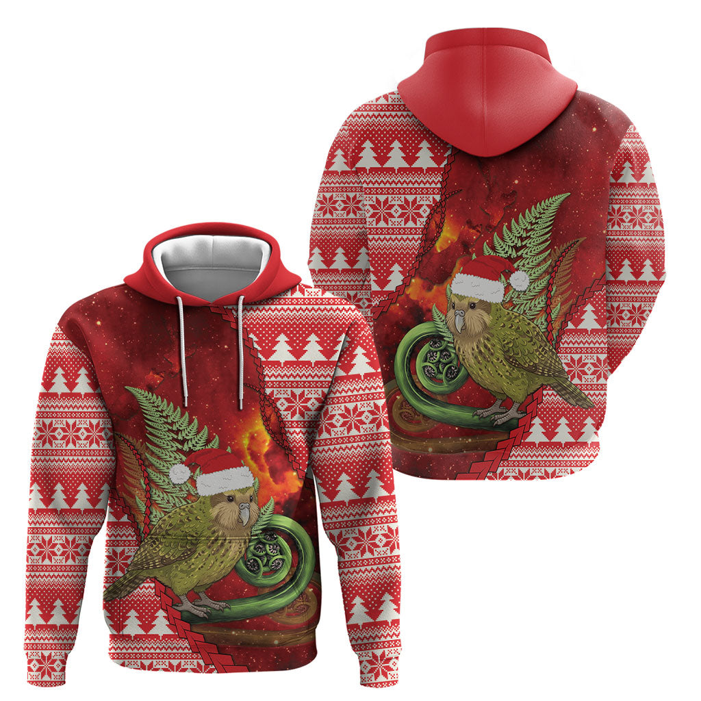 New Zealand Kakapo Christmas In July Hoodie Silver Fern Santa Xmas Red Color