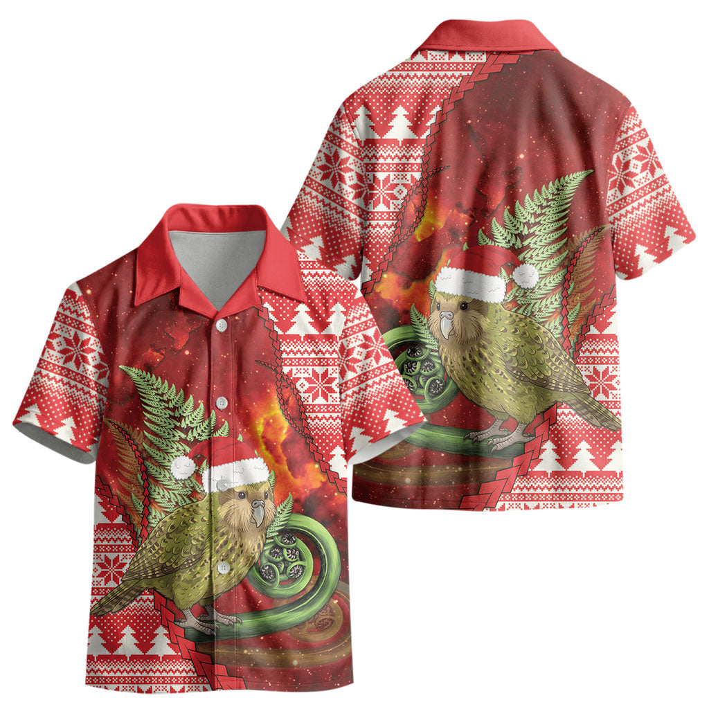 New Zealand Kakapo Christmas In July Kid Hawaiian Shirt Silver Fern Santa Xmas Red Color LT22 - Polynesian Pride