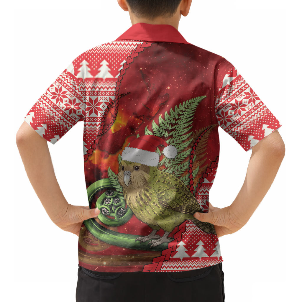 New Zealand Kakapo Christmas In July Kid Hawaiian Shirt Silver Fern Santa Xmas Red Color LT22 - Polynesian Pride
