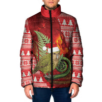 New Zealand Kakapo Christmas In July Padded Jacket Silver Fern Santa Xmas Red Color